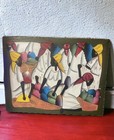Haitian Folk Art Women At Market Painting Haiti Stretched Fabric Home Decor