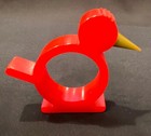 Midcentury Vintage Bakelite Bird Napkin Ring  Red C green Beak 2 5x3 