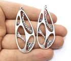 2 Pcs Silver Charms Antique Silver Plated Charms  56x23mm  G17919