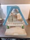 Vintage Little Tikes Dollhouse Large Blue Roof 1989 With 36 Accessories  