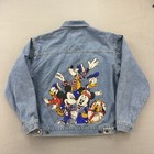 Vintage Disney Jacket Mens Large Blue Denim Goofy Donald Duck Mickey Minnie 90s