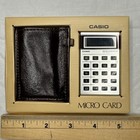 Vintage Casio Micro Card M-811 Ultra Thin Calculator W  Leather Wallet Case