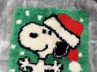 Vintage Peanuts Christmas Chimney Snoopy Latch Hook Rug Finished 24 x18 