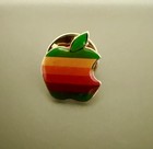 Vintage Apple Macintosh Computer 1980s Rainbow Logo Lapel Pin