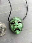 Olmec Mask Green Jadeite Jade Pendant Necklace Precolumbian Artisan Aztec Maya