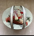 Vintage Floral Biscuit Tin Oval With Handles 1940   s
