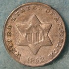 1852 Type 1 Three Cent Silver Better Grade Old Us Coin  510