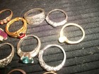 Vintage Lot Of 13 Costume Jewelry Rings Mixed Sizes And Styles