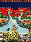 Vtg Turkish Peacock Tapestry Mcm Wall Hanging  70 s Bohemian Retro Home Decor