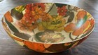 Vintage 1970s Mid Century Large Fiberglass Bowl Floral Spring Colors 12 5    Hippy