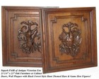 Pair Antique Victorian 25  Carved Architectural Furniture Doors  Panels  Hunt