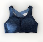 Lululemon Enlite Bra Zip Front Gray Black Sz 34c Sporty Gym Athleisure Workout