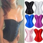 Overbust Corset Bustiers Satin Women Lace Up Tops Gothic Lingerie Women S-6xl