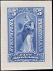 Usa-1895-newspaper  5 Dark Ultramarine Trial Color Large Die Proof-india On Card