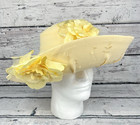Ml Studio Yellow Floral Fancy Church wedding derby Hat   Matching Purse - New