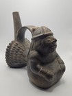 Peruvian Blackware Pottery Vessel Chim   Style Pre Columbian Seated Figure 