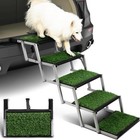 5 Steps Folding Dog Stairs Pet Stairs Portable Non Slip Grass Rug For Cars Suv
