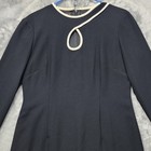 Vintage Liz Claiborne Dress Womens 8 Black Cream Long Sleeve Layered Keyhole Zip