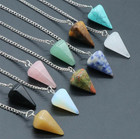 1pc Natural Stone Quartz Pendulum Reiki Healing Divination Crystal Charm - New