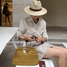 Large Straw Clutch Bag For Women Summer Satchel Purse Fashion Yellow Brown