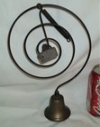 Antique 1870s Primitive Country Store Spring Brass Cast Iron Door Bell W Bracket