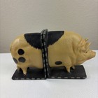 Vintage Pig Hog Cast Iron Heavy Bookends Book Ends Library Holders Farm 6 5 