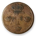 1763 Sweden 1 Ore Silvermynt C Counterstamp Adolf Fredrik Copper Coin Km 460