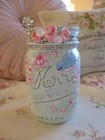 Shabby Chic Style Hand Painted And Decorated Kerr Mason Jar