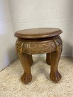 Solid Wood Carved Ornate 12    Tall Stool Claw Foot Asian Round Table Plant Stand