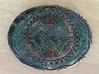 Vintage Stanley Bain Navajo Sterling Silver Turquoise Coral Inlay Belt Buckle