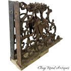 Antique Large Cast Iron Flanged Victorian Dragon Brackets 1890 Old Surface Pair