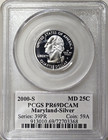     2003-s Maryland 90  Silver Washington Quarter  pcgs Pr69dcam State Flag Label