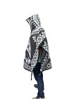 2xl Mexican Poncho With Hood   Howling Wolf  Blanket   One Size   Black   White