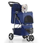 Blue Foldable Dog Stroller Small Medium Pet Travel Cage Carrier Cart W sunshade