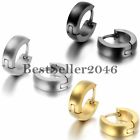 2pcs Men Women Stainless Steel Classic Plain Cambered Stud Huggie Hoop Earrings