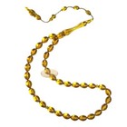 Muslim Tasbih - Small 33-bead 12x9mm Oval Gold Honey Yellow Acrylic Prayer Beads