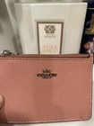 Coach Pink Zip Card Case Wallet W  Id Window Key Ring  Women   s Credit Card