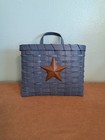 Rustic Farmhouse Blue Wall Pocket Basket Metal Star