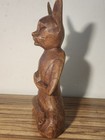 Wood Cat Meditating Yoga Statue Hand Carved Carved Praying Tree Buddha Indonesia