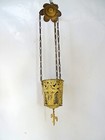 Ancient Antique Hanging Bronze Orthodox Lamp Byzantine With 4 Crosses Cand1