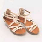 Women   s Faux Leather Gladiator Sandals Strappy Flat Summer Vacation Size 6