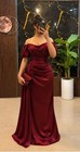 Burgundy Mermaid Evening Gown Off Shoulder Pleated Elegant Formal Prom Dress