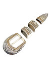 Vtg Sterling 4-piece Ranger Set Belt Buckle 14k Overlay Native American Signed