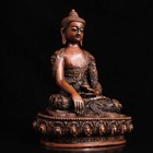 Tibet Silver Copper Inlay Gem Handmade Exquisite Sakyamuni Buddha Statue 6583