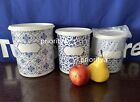 Tupperware One Touch Canister 12 8 5 Cup Set Of 3 Blue And White Floral New