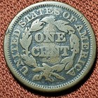 1849 Braided Hair Large Cent 1c Copper Coin Ag g Details