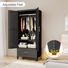 71 Inch Metal Armoire Wardrobe With Drawer Adjustable Shelves Hanging Rod Black