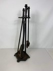 Antique 1800 s Hammered Iron 5-piece Fireplace Set