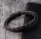 Men s Women s Black And Brown Braided Genuine Leather Bracelet   Bangle 8 2 