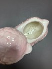 Vintage Kitschy Ceramic Baby Lamb Nursery Planter   Vase Pink With Blue Bow